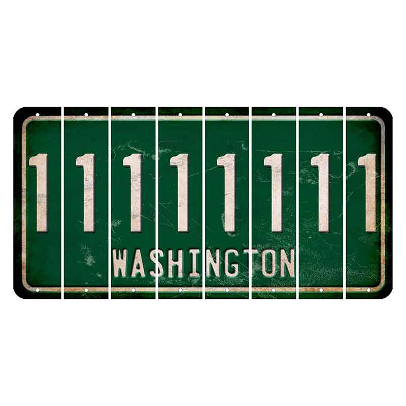 Washington Green Cut License Plate Strips (Set of 8) 1