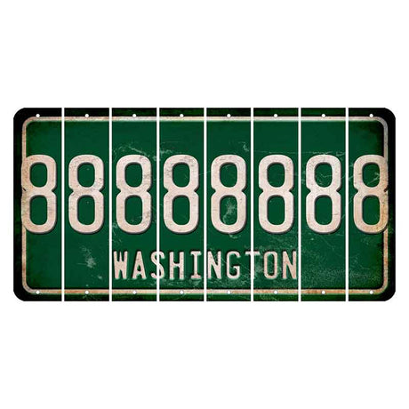 Washington Green Cut License Plate Strips (Set of 8) 8