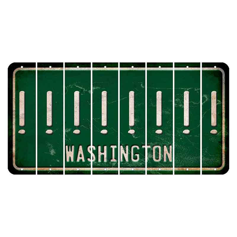 Washington Green Cut License Plate Strips (Set of 8) Exclamation Point