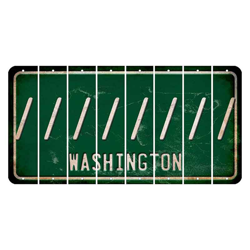 Washington Green Cut License Plate Strips (Set of 8) Forward Slash