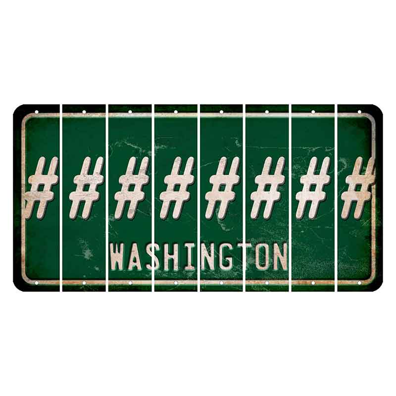 Washington Green Cut License Plate Strips (Set of 8) Hashtag