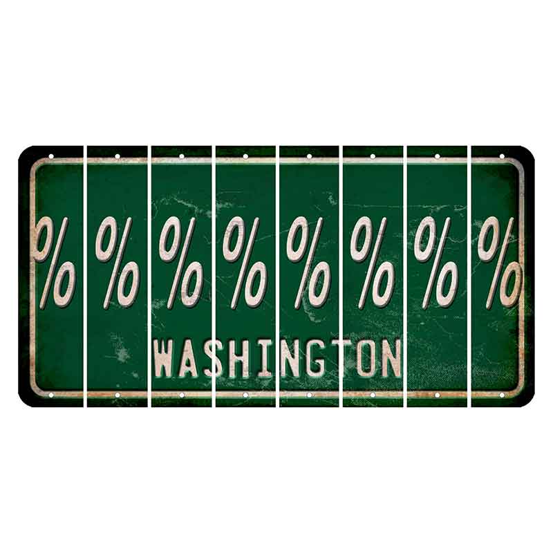 Washington Green Cut License Plate Strips (Set of 8) Percent Sign