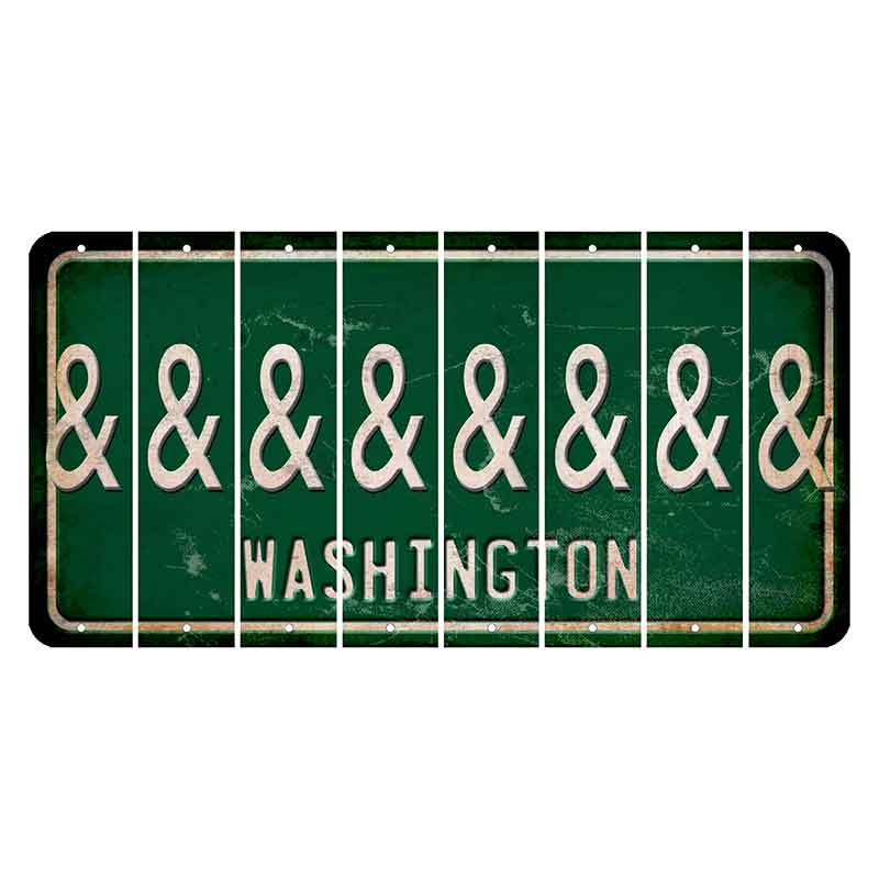 Washington Green Cut License Plate Strips (Set of 8) And Sign