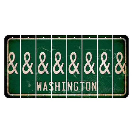 Washington Green Cut License Plate Strips (Set of 8) And Sign