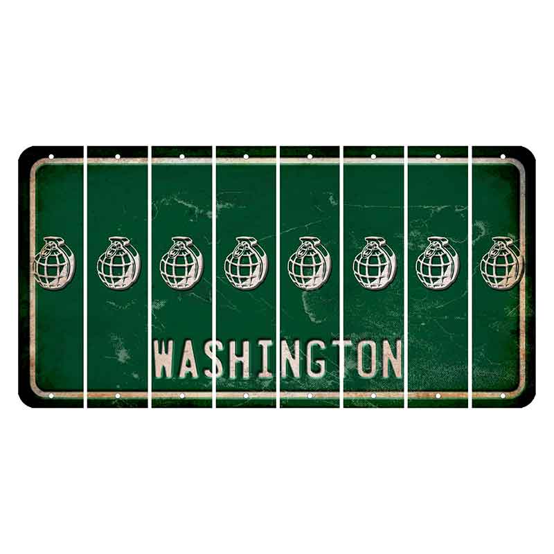 Washington Green Cut License Plate Strips (Set of 8) Grenade