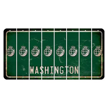 Washington Green Cut License Plate Strips (Set of 8) Grenade