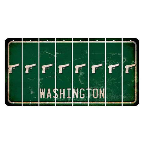 Washington Green Cut License Plate Strips (Set of 8) Handgun