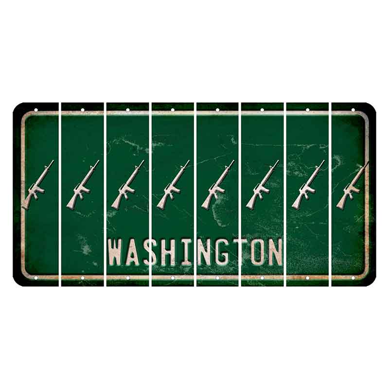 Washington Green Cut License Plate Strips (Set of 8) Rifle