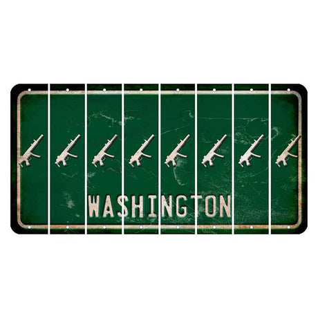 Washington Green Cut License Plate Strips (Set of 8) Submachine Gun