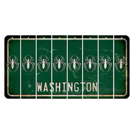 Washington Green Cut License Plate Strips (Set of 8) Spider