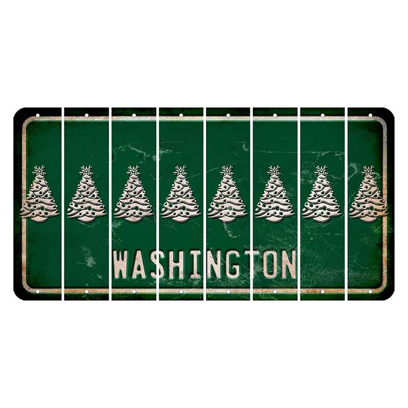 Washington Green Cut License Plate Strips (Set of 8) Christmas Tree