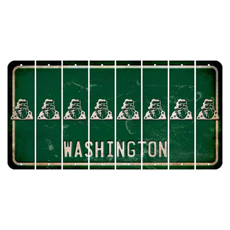 Washington Green Cut License Plate Strips (Set of 8) Santa Claus