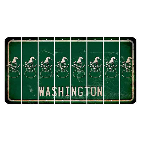 Washington Green Cut License Plate Strips (Set of 8) Snowman