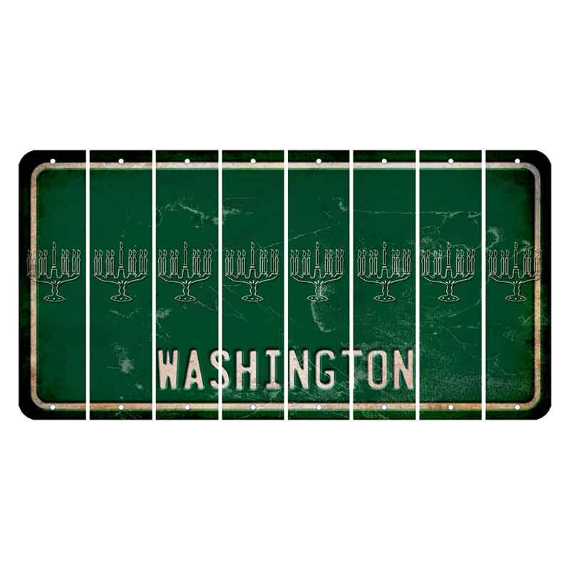 Washington Green Cut License Plate Strips (Set of 8) Menorah