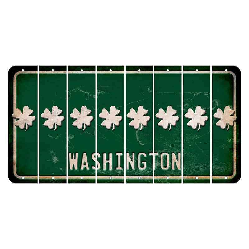 Washington Green Cut License Plate Strips (Set of 8) Shamrock