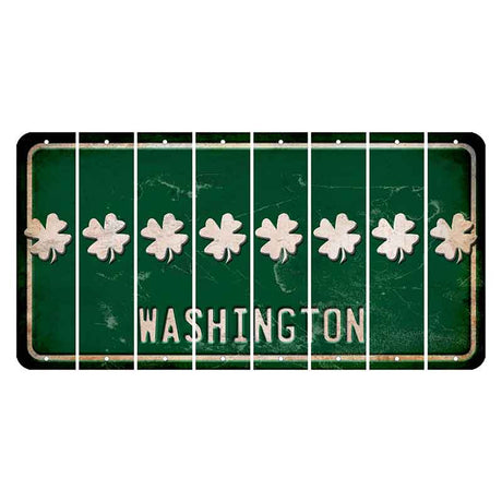 Washington Green Cut License Plate Strips (Set of 8) Shamrock