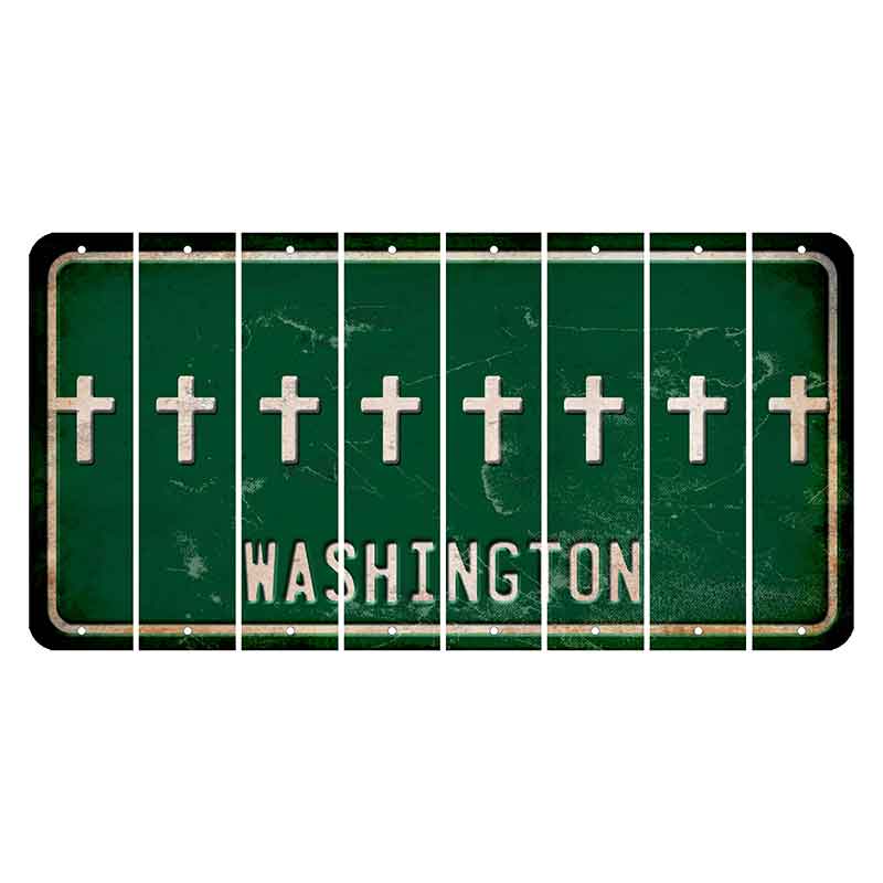 Washington Green Cut License Plate Strips (Set of 8) Cross