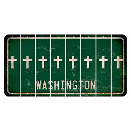 Washington Green Cut License Plate Strips (Set of 8) Cross