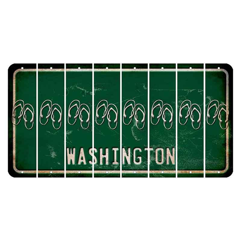 Washington Green Cut License Plate Strips (Set of 8) Flip Flops