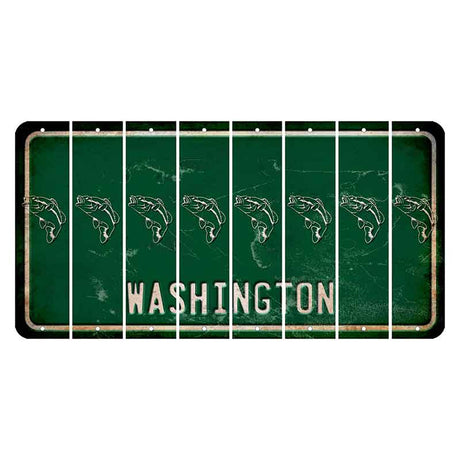 Washington Green Cut License Plate Strips (Set of 8) Fish