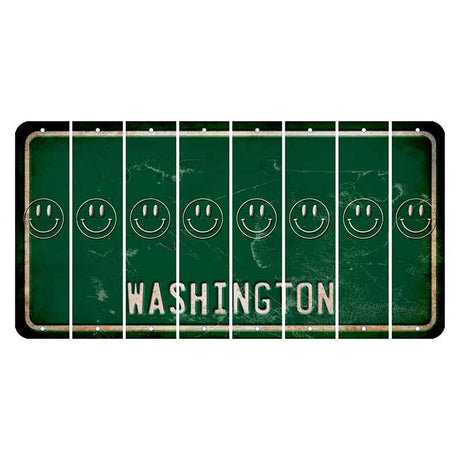 Washington Green Cut License Plate Strips (Set of 8) Smiley Face