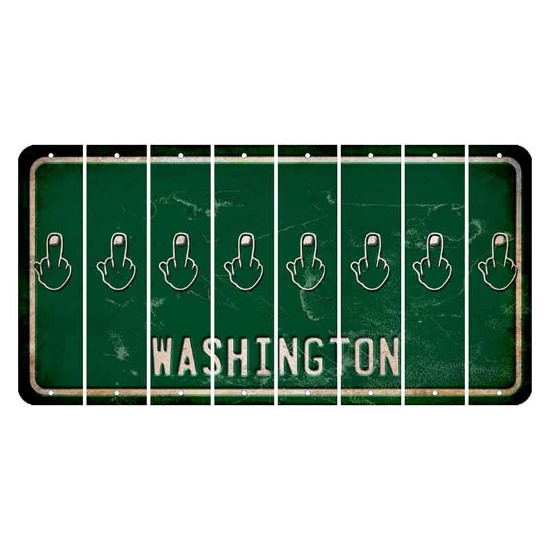 Washington Green Cut License Plate Strips (Set of 8) Middle Finger