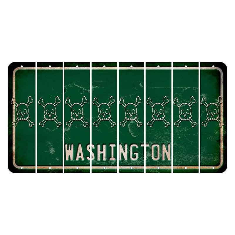 Washington Green Cut License Plate Strips (Set of 8) Skull & Bones