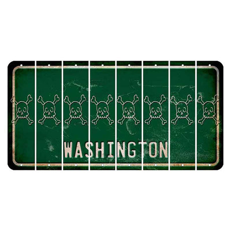 Washington Green Cut License Plate Strips (Set of 8) Skull & Bones