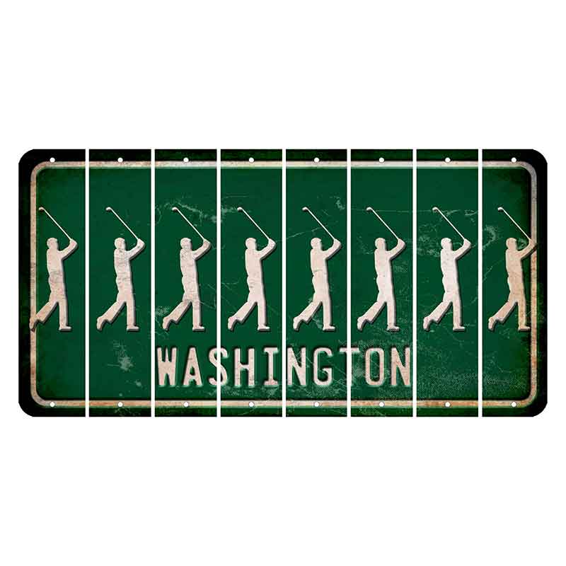 Washington Green Cut License Plate Strips (Set of 8) Male Golfer