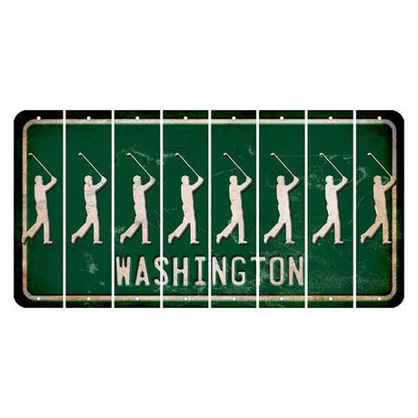 Washington Green Cut License Plate Strips (Set of 8) Male Golfer