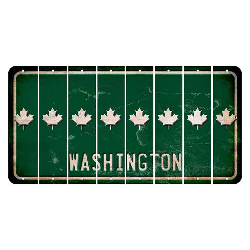 Washington Green Cut License Plate Strips (Set of 8) Maple Leaf