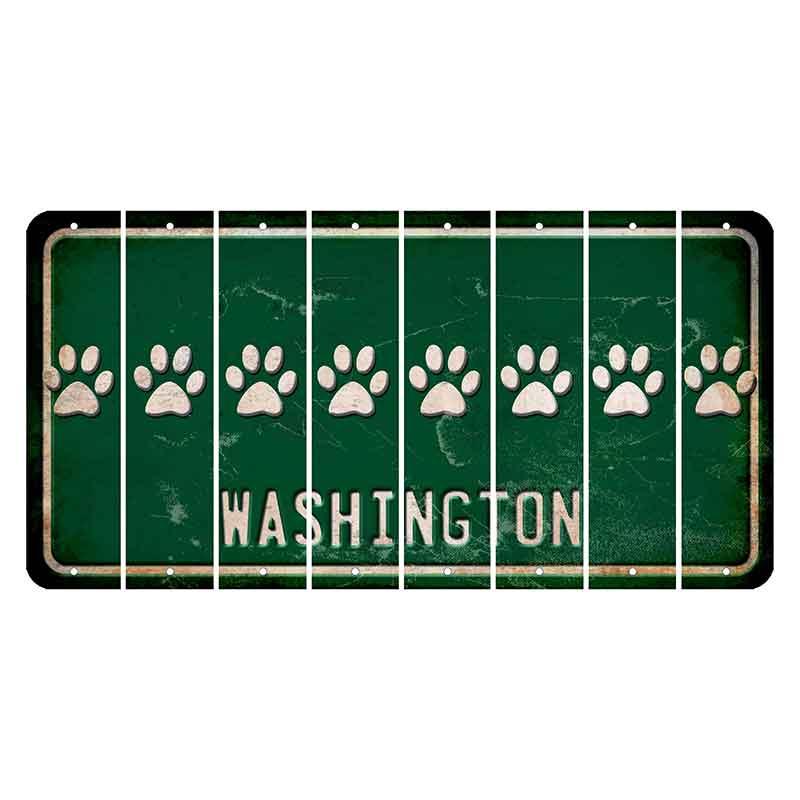 Washington Green Cut License Plate Strips (Set of 8) Dog Paw