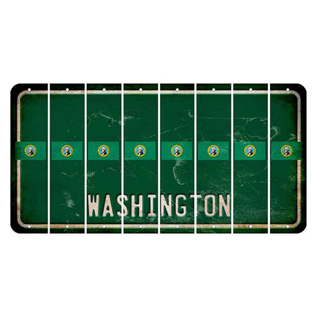 Washington Green Cut License Plate Strips (Set of 8) State Flag