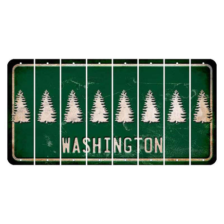 Washington Green Cut License Plate Strips (Set of 8) Pine Tree