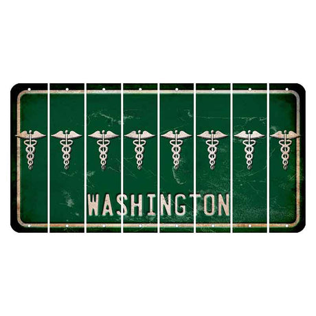 Washington Green Cut License Plate Strips (Set of 8) Caduceus