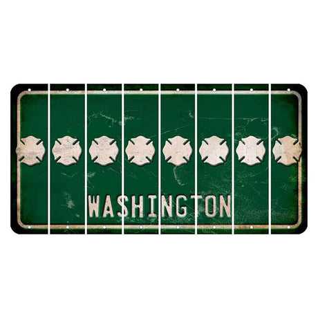 Washington Green Cut License Plate Strips (Set of 8) Fire Badge