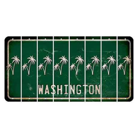 Washington Green Cut License Plate Strips (Set of 8) Palm Trees