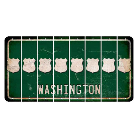 Washington Green Cut License Plate Strips (Set of 8) Police Badge