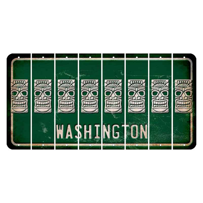 Washington Green Cut License Plate Strips (Set of 8) Tiki