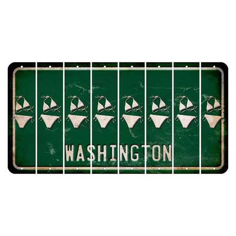 Washington Green Cut License Plate Strips (Set of 8) Bikini