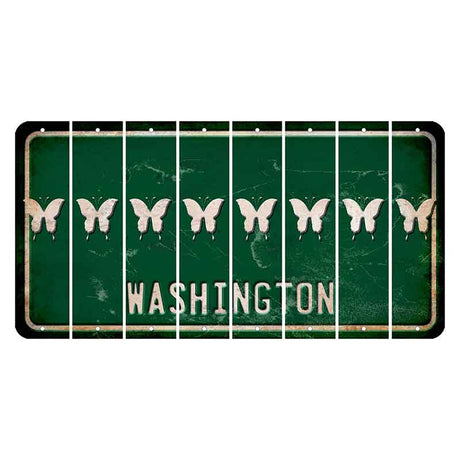 Washington Green Cut License Plate Strips (Set of 8) Butterfly