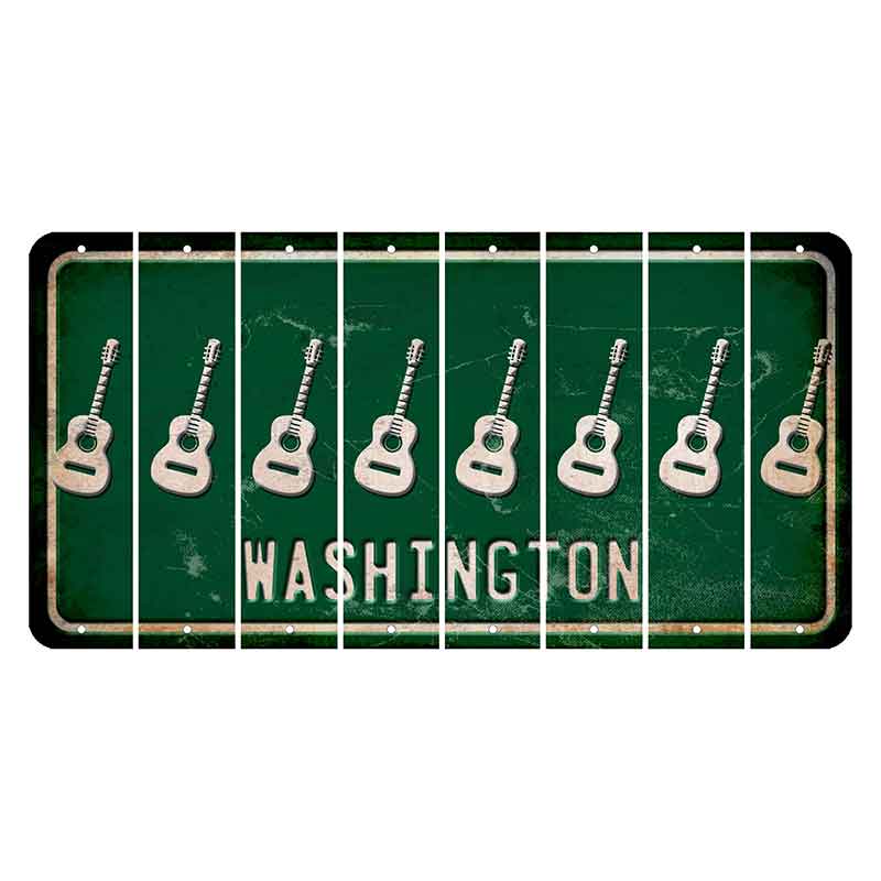 Washington Green Cut License Plate Strips (Set of 8) Guitar