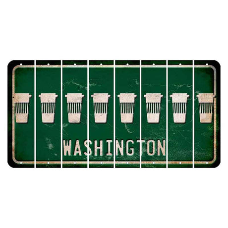 Washington Green Cut License Plate Strips (Set of 8) Latte