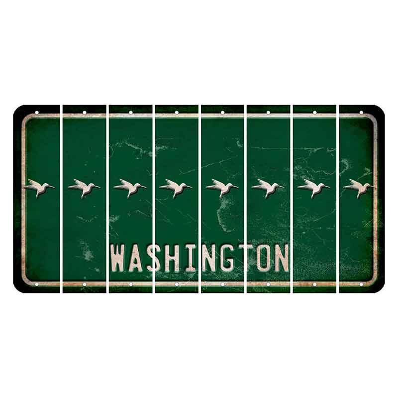 Washington Green Cut License Plate Strips (Set of 8) Hummingbird