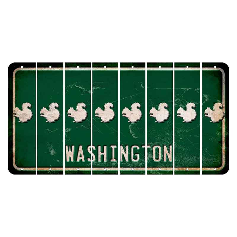 Washington Green Cut License Plate Strips (Set of 8) Squirrel