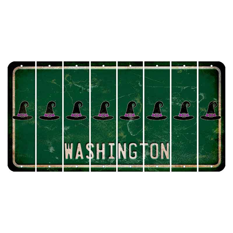 Washington Green Cut License Plate Strips (Set of 8) Witches Hat