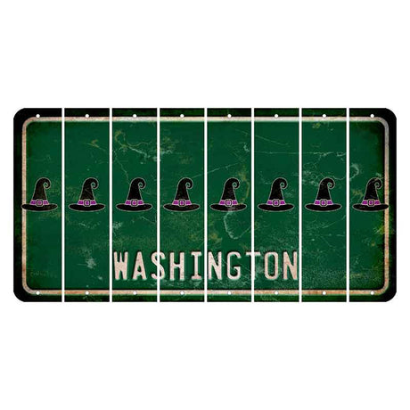 Washington Green Cut License Plate Strips (Set of 8) Witches Hat