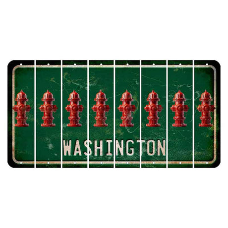 Washington Green Cut License Plate Strips (Set of 8) Fire Hydrant