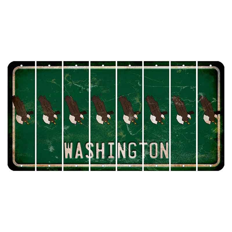 Washington Green Cut License Plate Strips (Set of 8) Bald Eagle