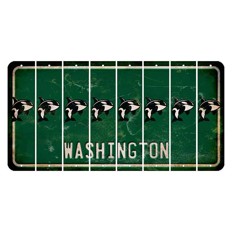 Washington Green Cut License Plate Strips (Set of 8) Whale